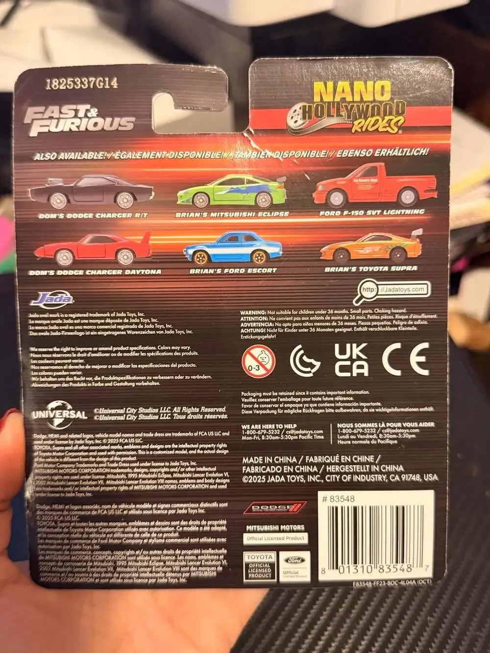 Jada NANO FAST & FURIOUS 3 PC SET NANO HOLLYWOOD RIDES DIECAST MODEL CARS 1:87